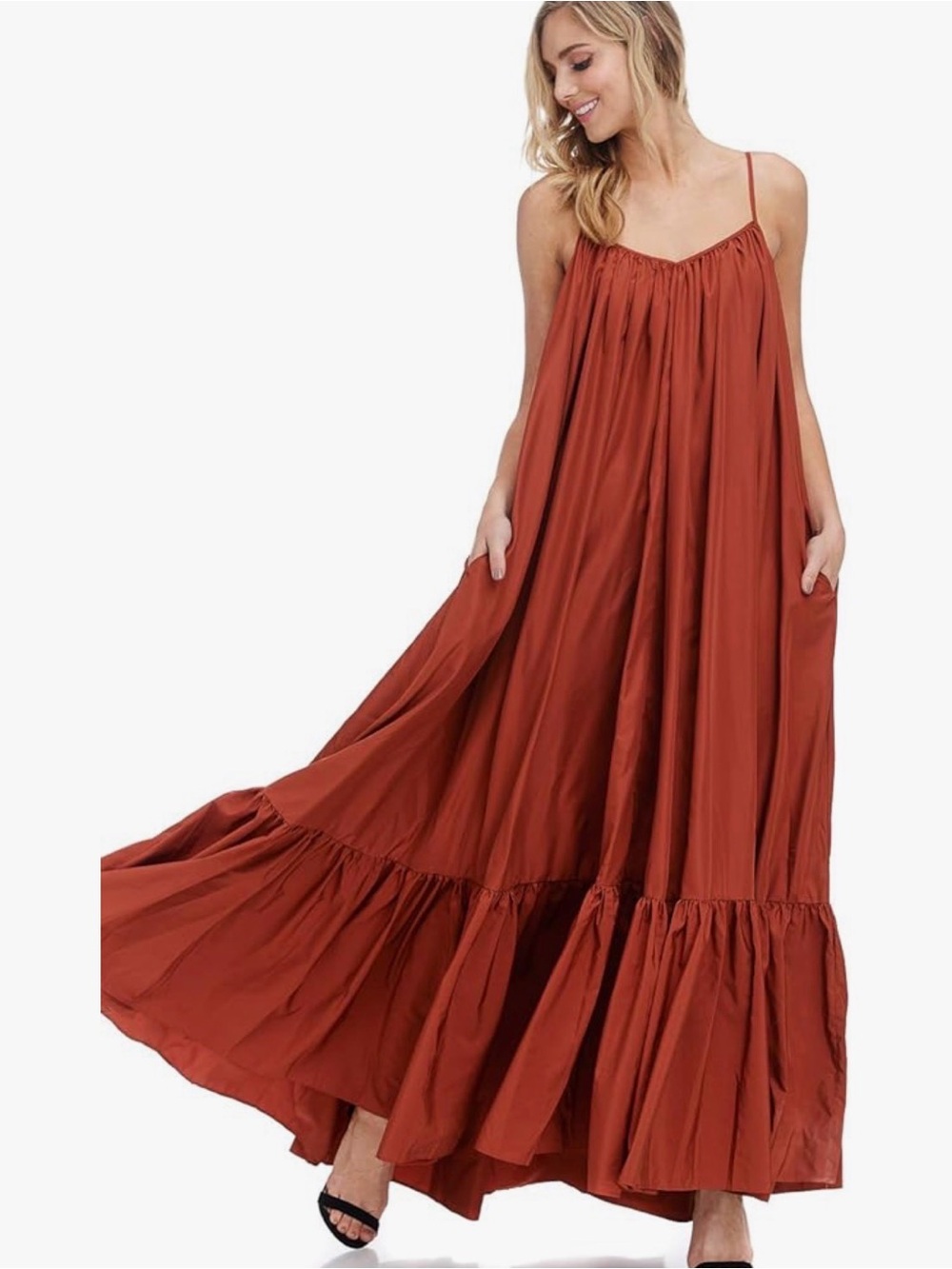 NEW!! Tov Elegance A-Line Spaghetti Strap Flowy Maxi Rideau Dress